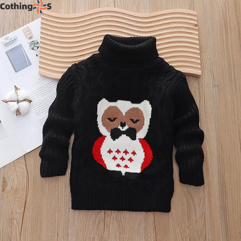 Children's Sweaters Fall and Winter Long-sleeved Boys and Girls Cartoon Turtleneck Knit Sweater