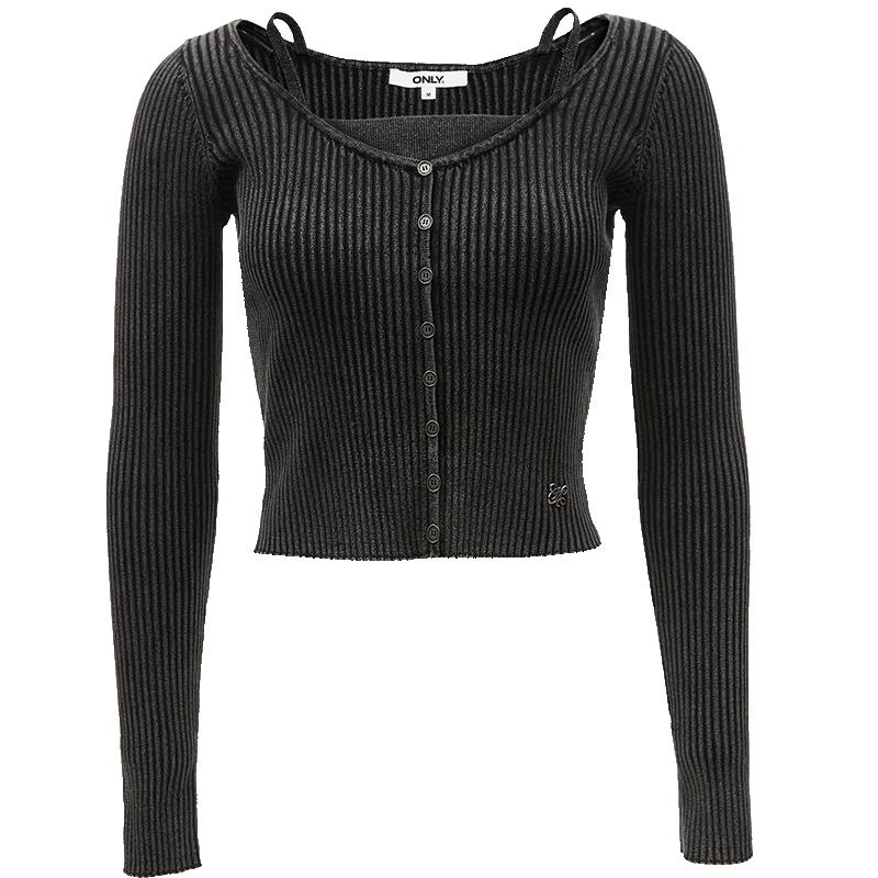 ONLY Women s Ribbed Faux Two-Piece Knit Top XS