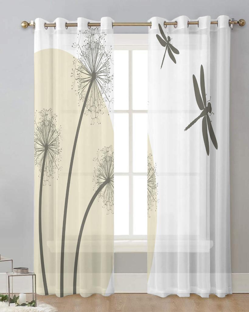 Perdele din șifon cu păpădie și libelulă pentru sufragerie dormitor decorarea casei fereastră voale draperii din tul perdea