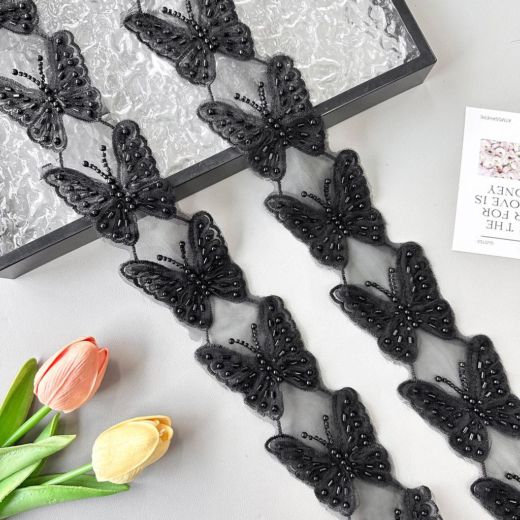 Black Butterfly Handmade Staple Sequins Barcode Cloth Sticker Clothing Lolita Skirt Hair Accessories Lace Accessories