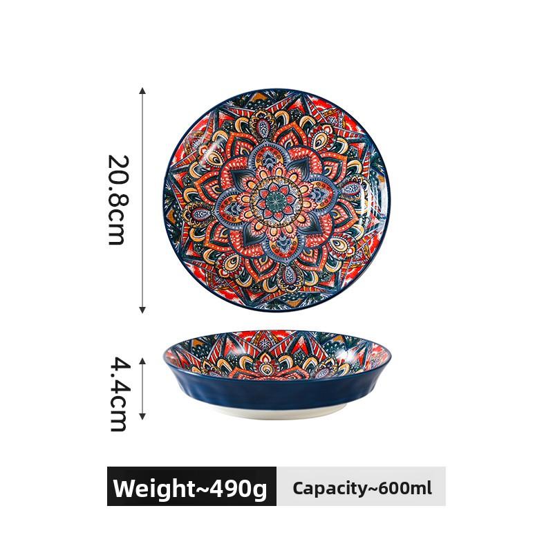 

Bohemian Style Disc Mixed Color Underglaze Deep Color Plate Home Restaurant Heat-resistant Plate Decorative Tableware