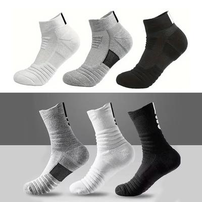 3 Pairs Anti-slip Football Socks Men Cotton Sock Short Long Tube Soccer Basketball Sport Socks Breathable Deodorous Sock 39-45