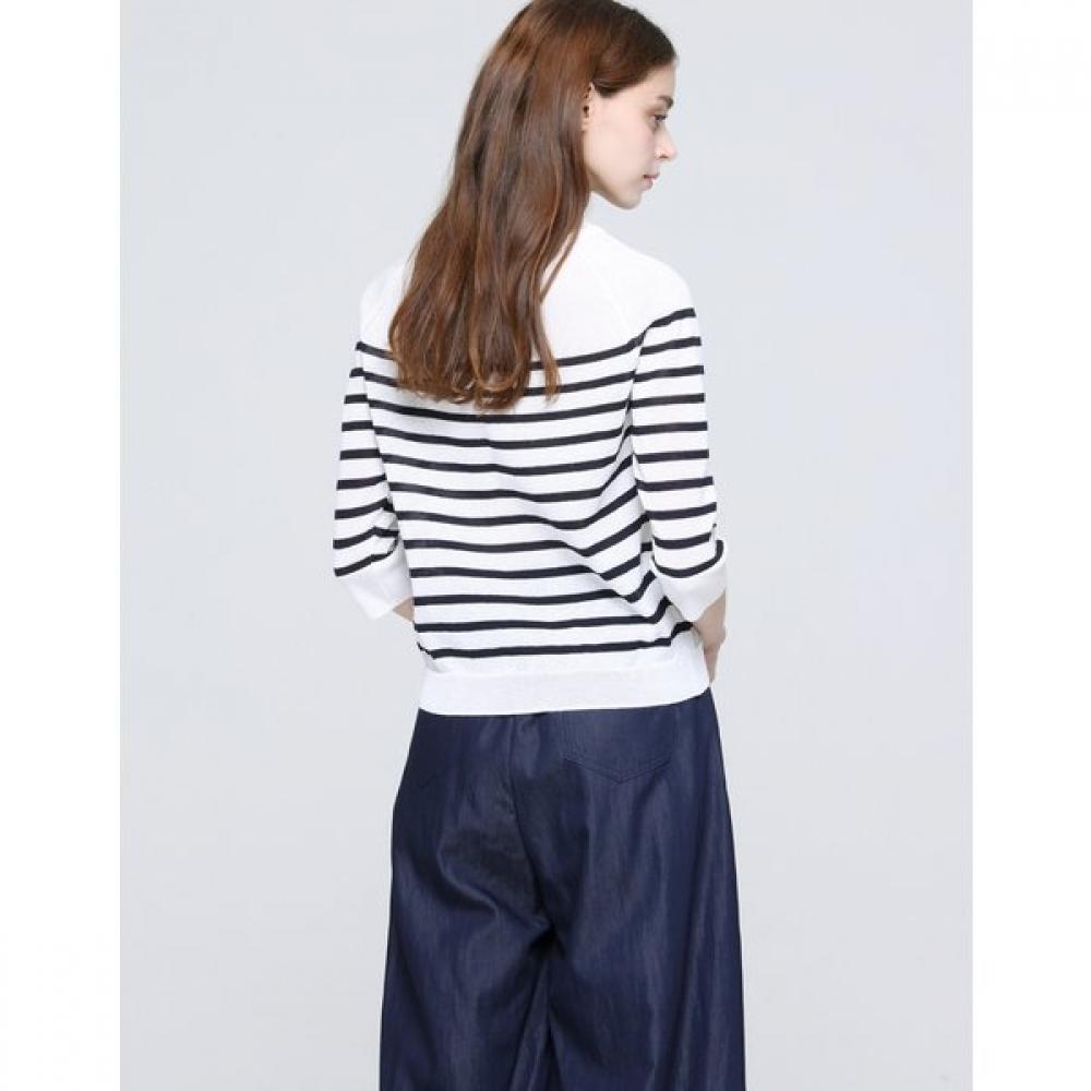 Son Jung Wan Women Boat Neck Embroidery Stripe Knit Zkn6262151