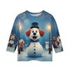 Christmas Children's 3/4 Sleeve Tops Casual  Printed Daily T Shirt Round Neck Pullover Blouse