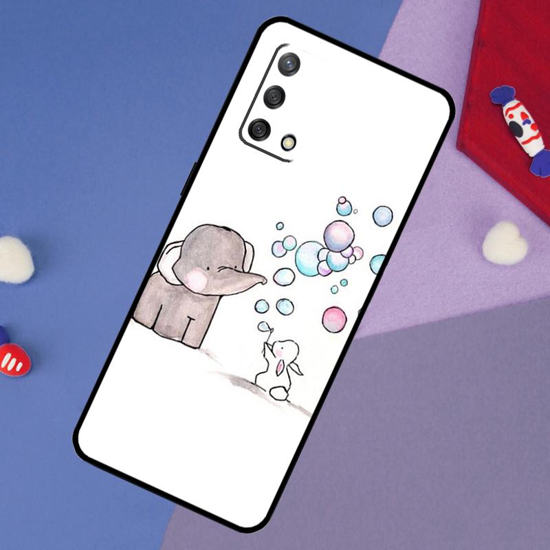 Cute Elephant Case For Oppo A78 A18 A38 A74 A94 A54 A58 A98 A80 A60 A40 A96 A76 A16 A15 A17 A57 A5 A6 Pro