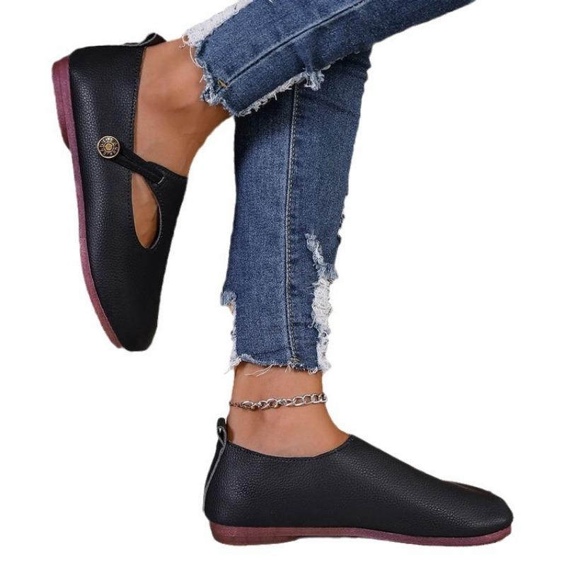 Damen-Slipper mit weicher Sohle, neue Herbst-Doudou-Schuhe, Übergröße, flache Sohle, runde Spitze, lässige Damenschuhe