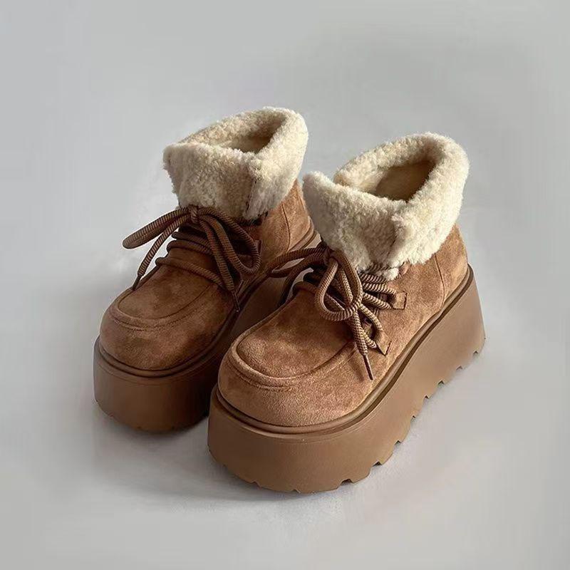 Snow Boots Women's Retro Short-top New Thick-soled, Fleece and Thickened Warm Cotton Shoes