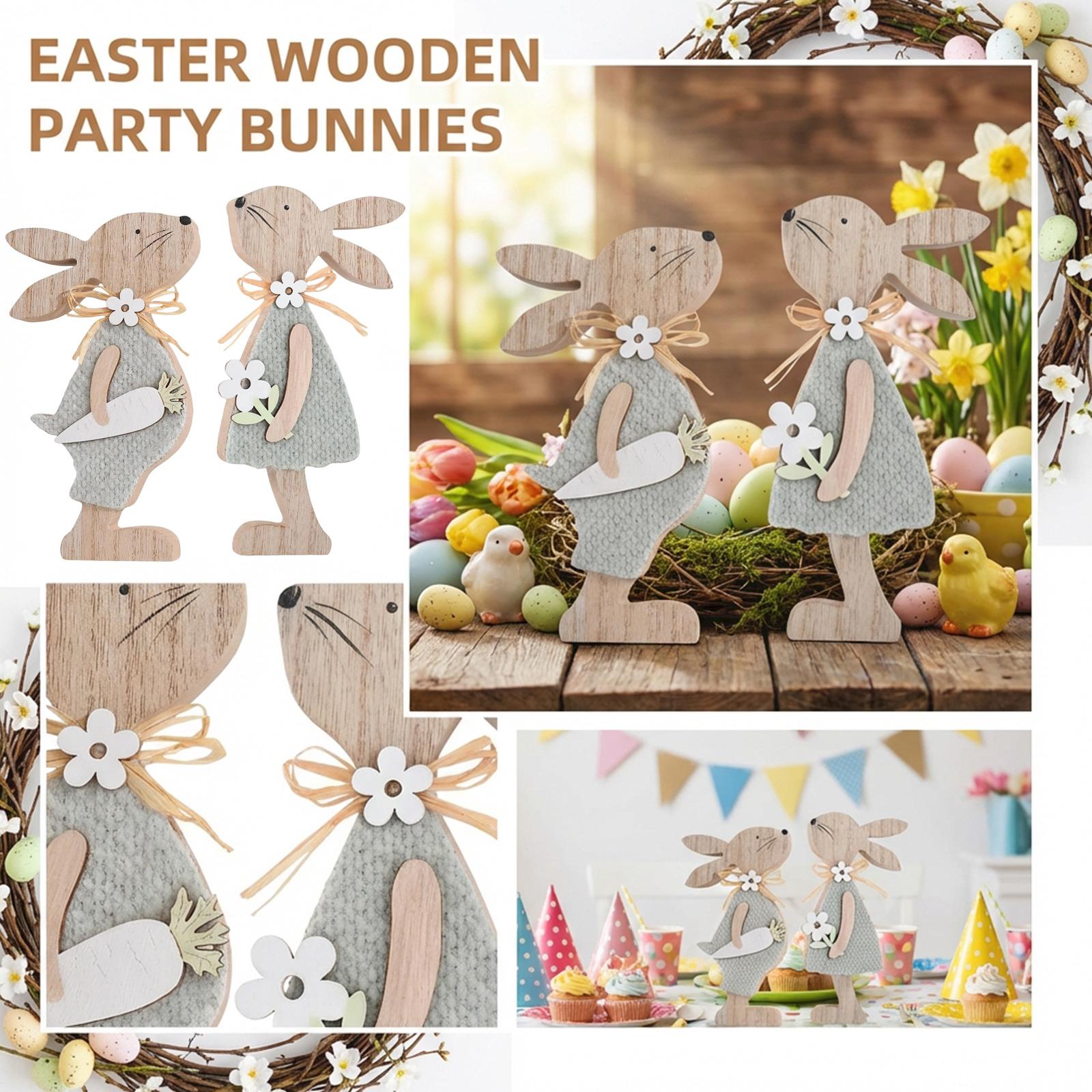 

Easter Wooden Party Bunny Decoration Ornament One Size