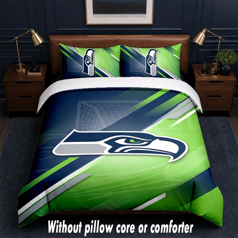 Seattle Seahawks Design Bed Bedding Set 1 Duvet Cover + 2 Pillowcases Soft Breathable Household Bed Linens