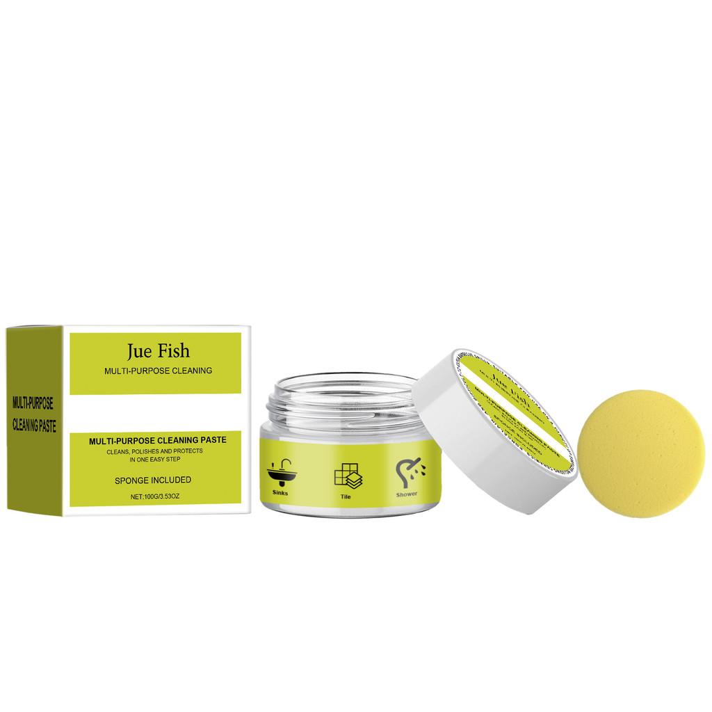Jue-fish Versatile Cleaning Paste With Yellow Round Sponge For Home Oil Dirt Removal