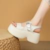 Fashion 8CM High Platform Sandals Women Summer Breathable High Heels Ladies Leather Sneakers Wedges Chunky Slippers Sandalias Mujer