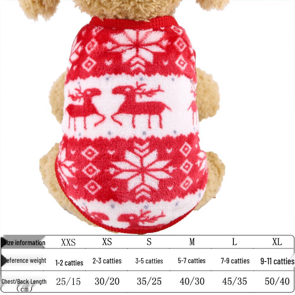 

Уютный рождественский костюм оленя для питомцев – Теплый фланелевый наряд для кошек и собак XS Chest 30cm Back 20cm