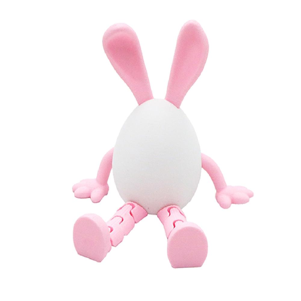 Flexible Joint Artistic Rabbit Egg Sculpture Modern 3D Printed Action Figure Ornaments, Minimalist Display Piece for Collectors