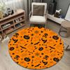 Round Rug Halloween Ghost Pumpkin Bat Witch Hat Orange Pattern Party Room Decor