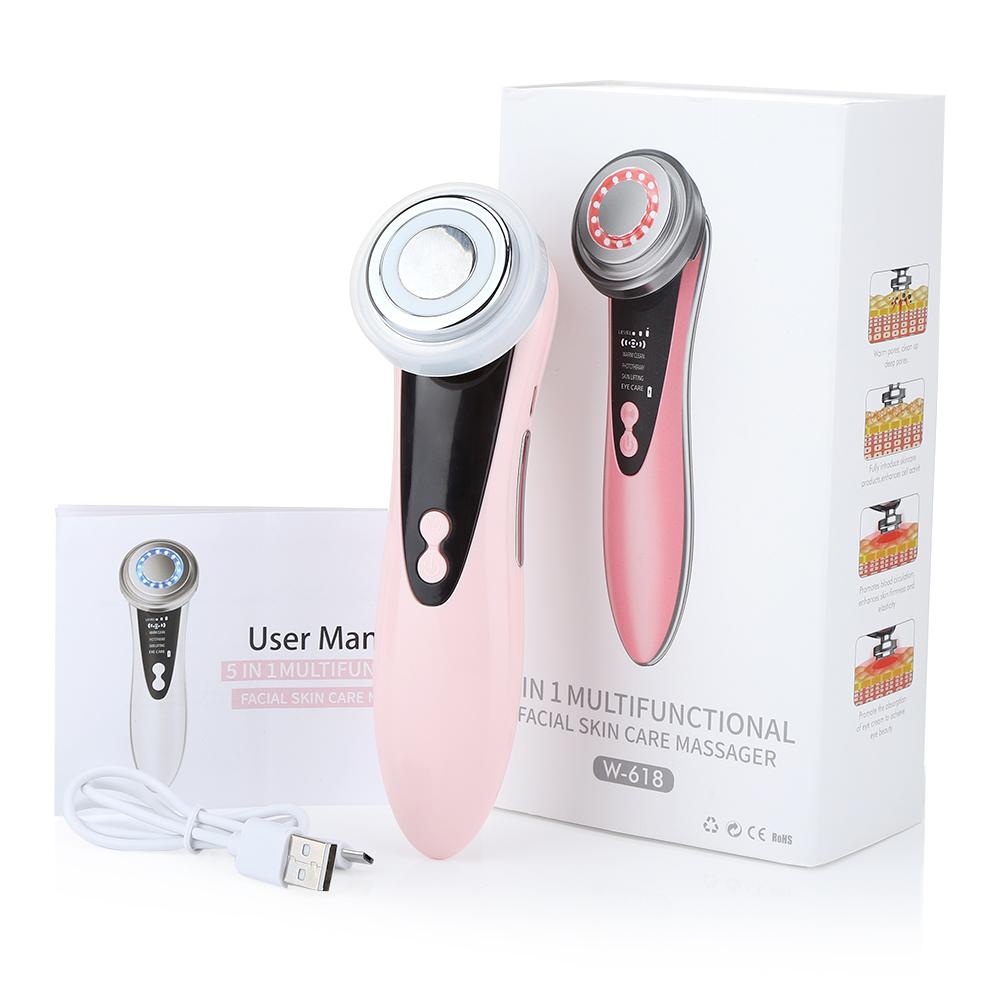 

EMS Facial Massager LED Light therapy Sonic Ion Vibration Skin Tightening Face Lifting Anti Wrinkle Beauty Device Skin Care Tool рожевий