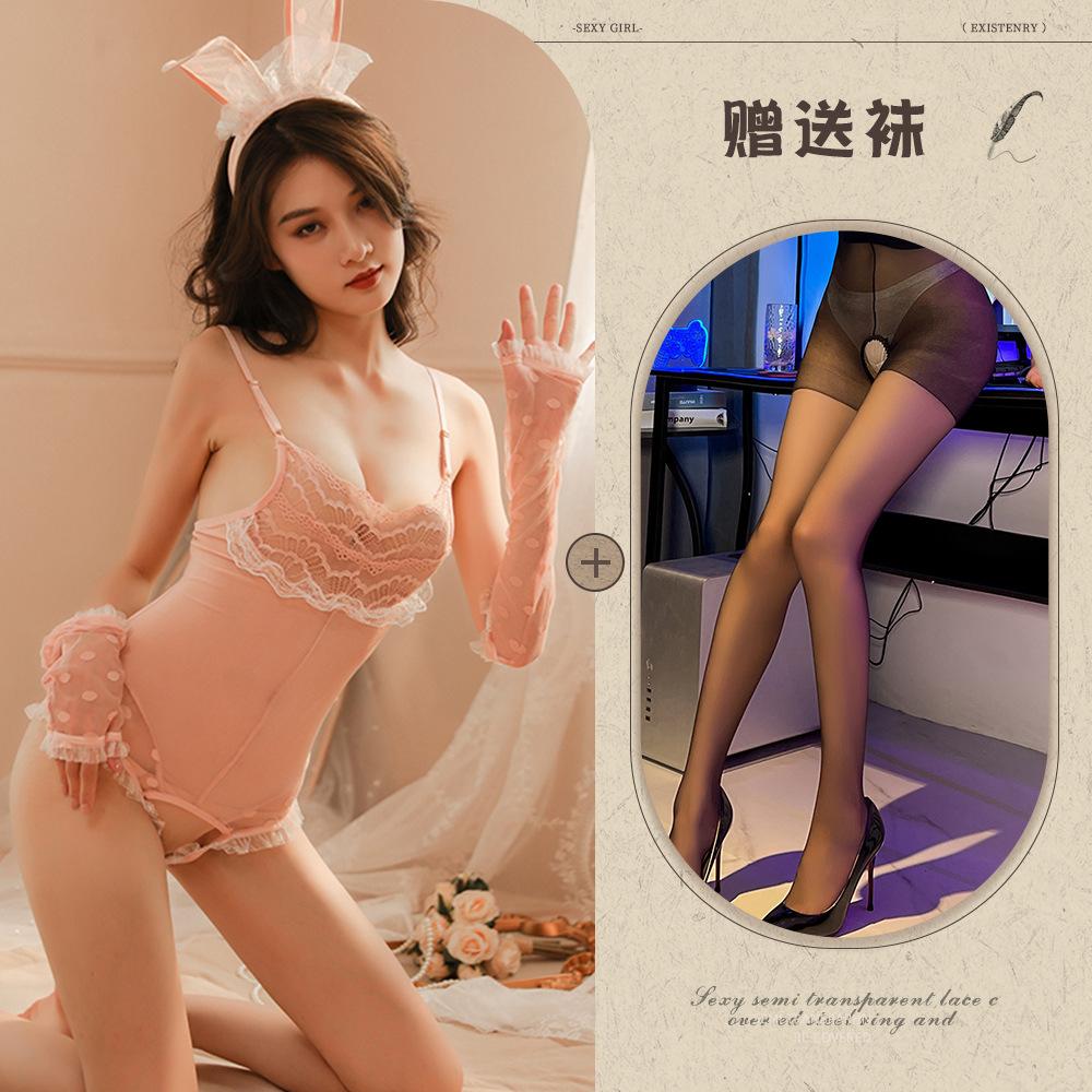 New Sexy Underwear Bunny Uniform Open Crotch Free Backless Temptation Tease Passion Suit