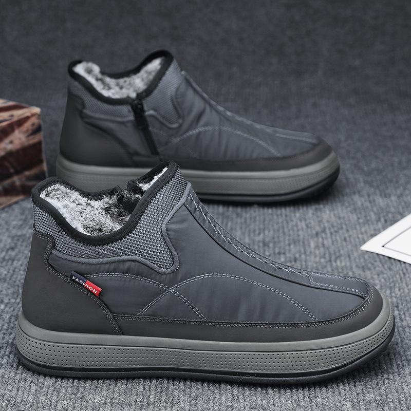 

Старые пекинские хлопковые туфли мужские водонепроницаемые и нескользящие на одной педали зимние бархатные утолщенные теплые тканевые туфли высокие для пожилых зимние сапоги 44 серый