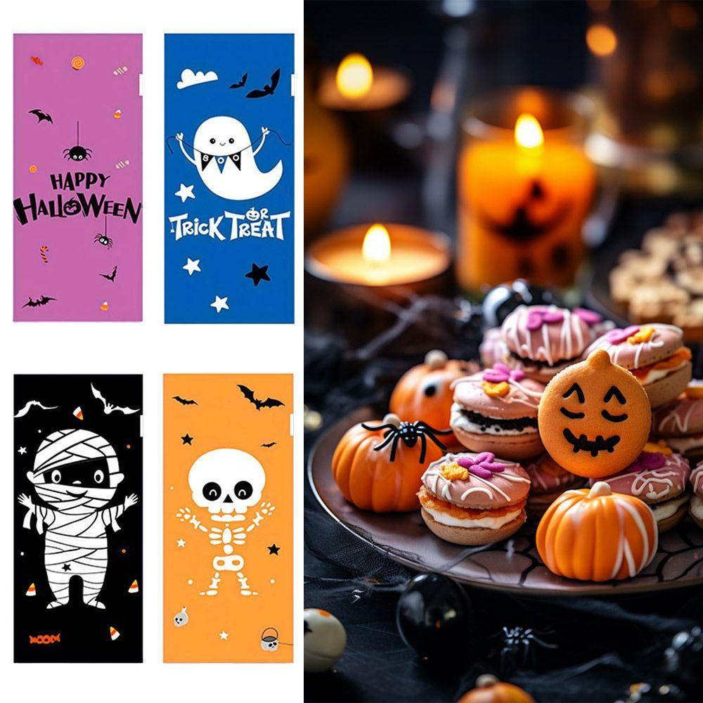 50PCS with Ties Halloween Gift Bag Cartoon Storage Bag Creative Candy Cookies Bag Halloween
