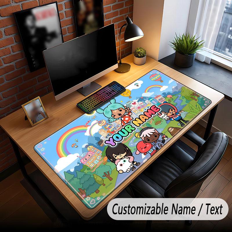 Custom Name Text Big Mouse Pad,Toca Boca Soft Non Slip Extended Desk Mat For Home Office