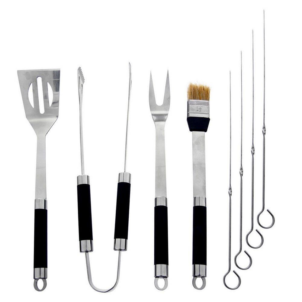 Set of Steel Grill Tools In a 9-piece Case.