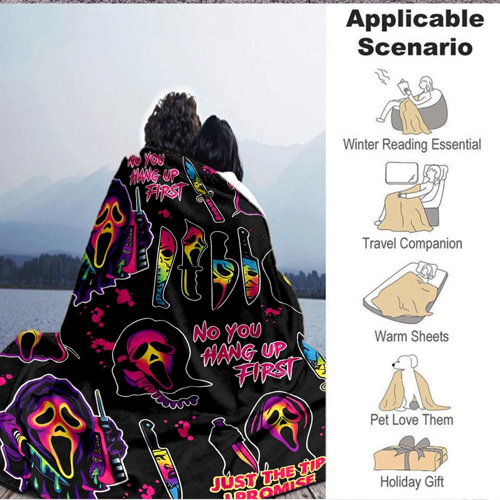 1Pc Ghostface Horror Poster Blanket Soft And Comfortable Casual Warm Camping Travel Christmas Halloween Xmas Gift M924192
