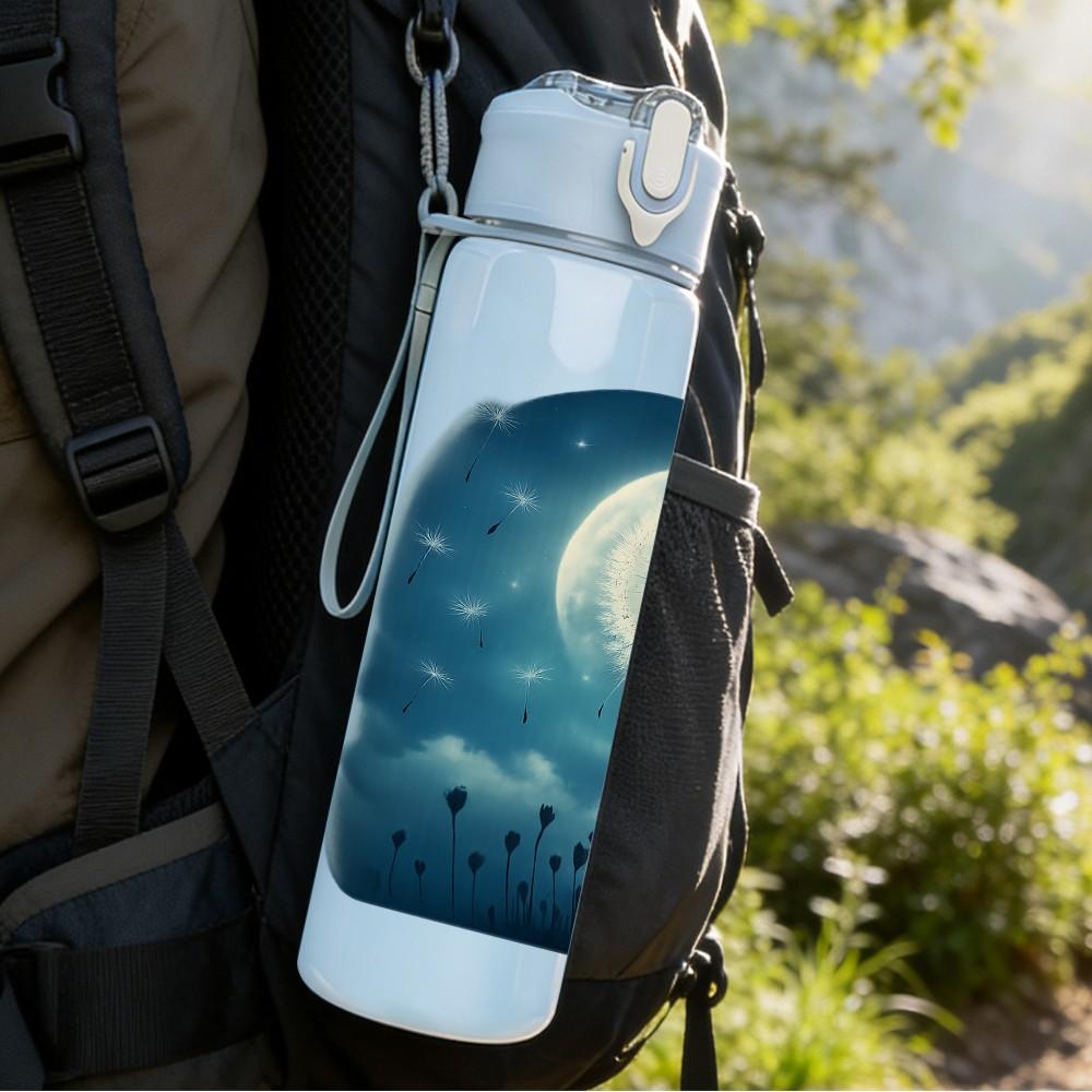 1PC Dandelion Moon Night Art 750ml Color Plastic Sports Water Bottle Leakproof Flip Straw Lid Suitable for Sports Office Home Use