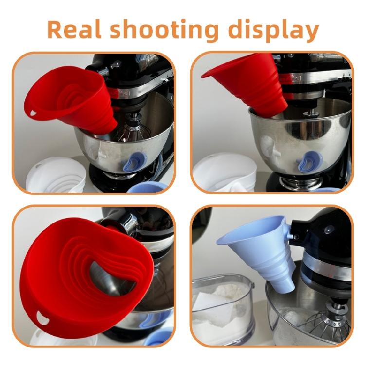Ergonomic Baking Funnel For Mixer Foldable Silicone Clog Flour Dispenser Kitchen Organization for Mixer Space Saving