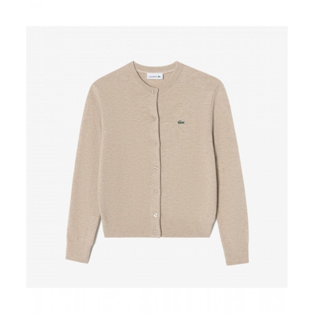 

Lacoste Женский базовый кардиган с круглым вырезом [светло-коричневый] 034