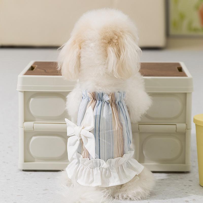 Spring and Summer Teddy Bigbear Bigfoot Pet Clothing Thin Breathable Striped Skirt Small Dog Cat Dog Clothing