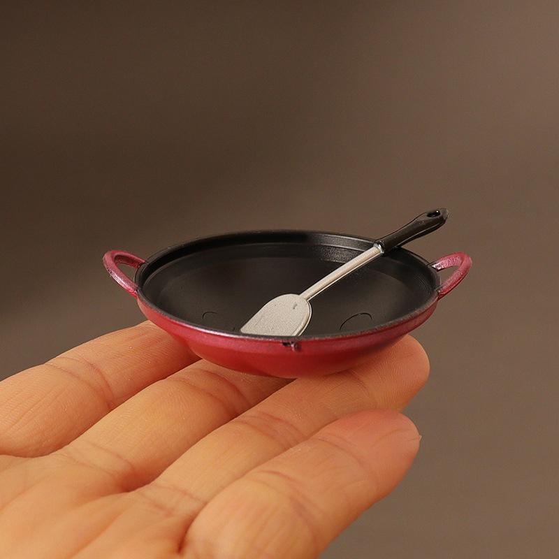1:12 Dollhouse Simulation Egg Spatula Frying Pan Set Dollhouse Miniature Kitchen Cookware Accessories Dolls House Food Toys