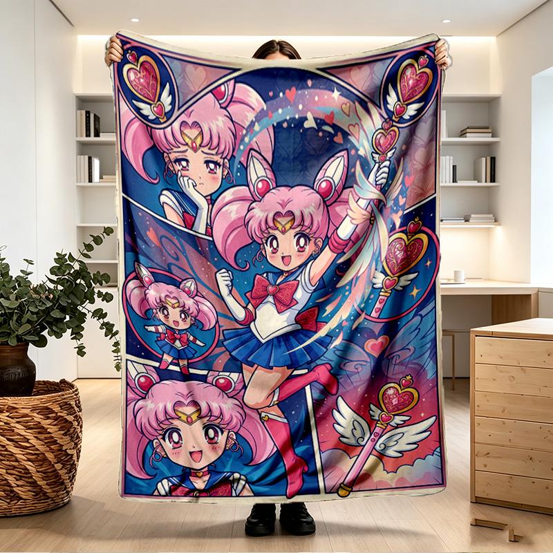 Sailor Moon Print Blanket - Soft & Comfortable, for Bedroom, Travel, Sofa, Home Decoration - Birthday Christmas Gift for Friend