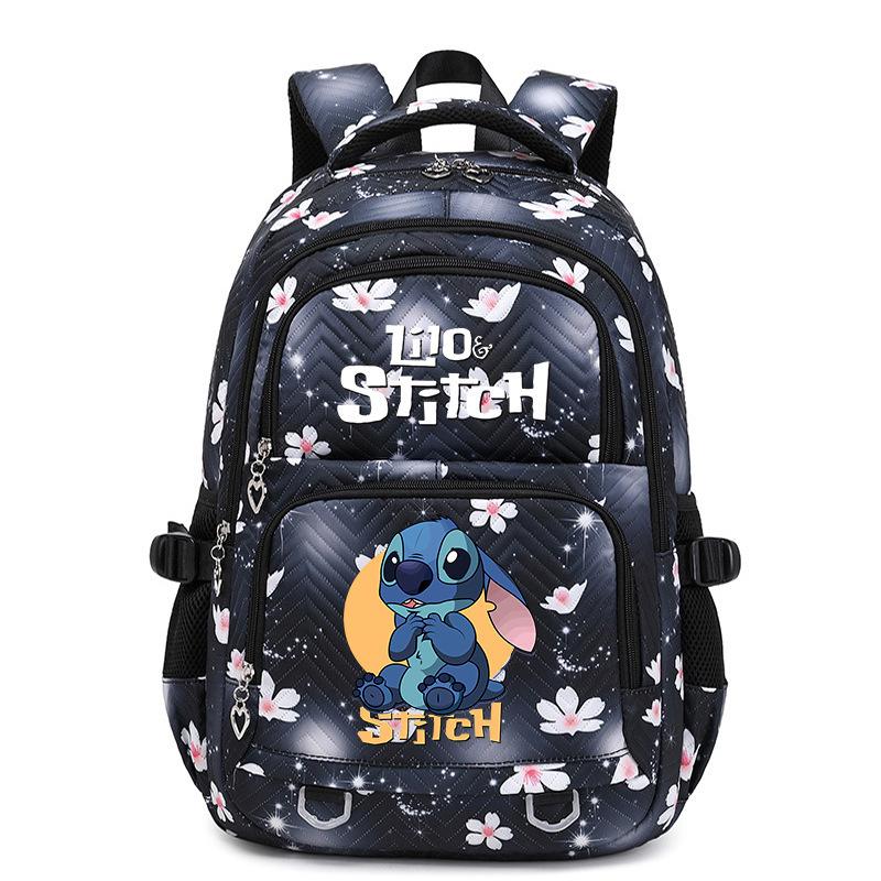 Teen Girl Student Schoolbag with Stitch Pattern Printed Backpack, Children's Large-capacity Schoolbag, Cute Cartoon