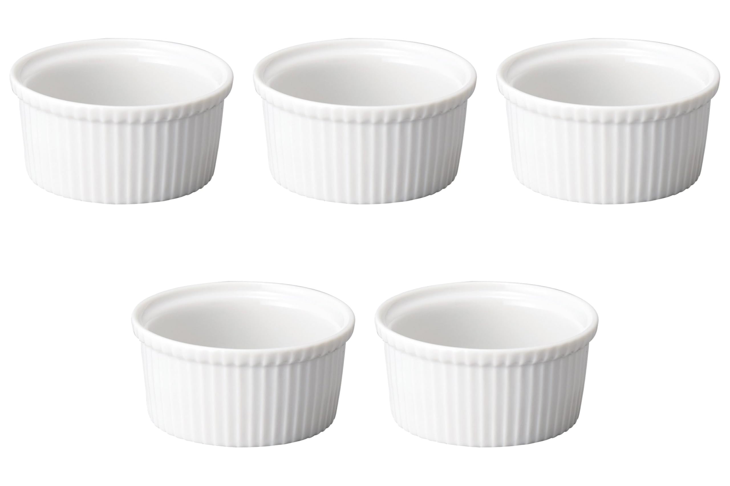 

Набор из 5 суфле x см Суфле Керамический Сетомонохонпо 3-дюймовый [7.7 3.7 (110cc)] белый