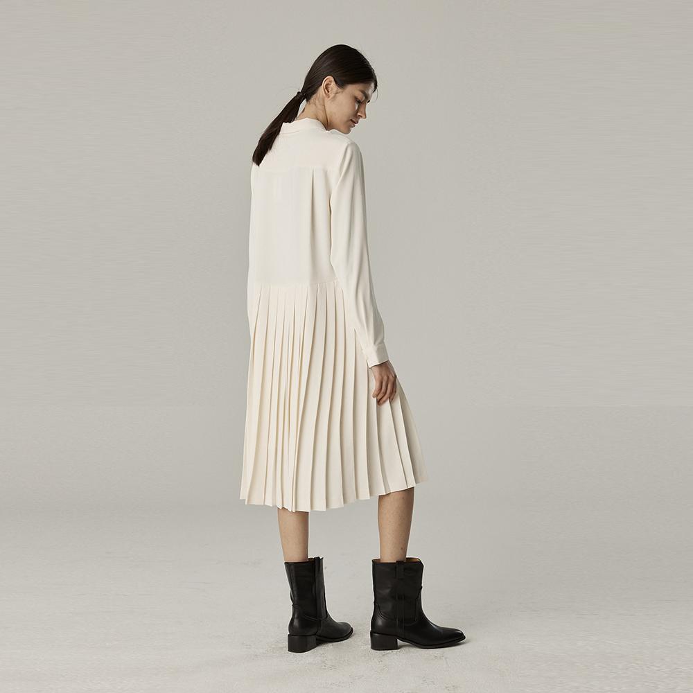 SPNK Polyshirt Pleated Dress_Off-White