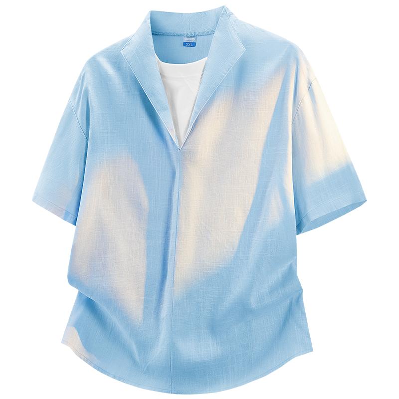 Plus Size Plus Size Solid Color Short-sleeved Men's Thin, Cool And High-end American Shirt Jacket