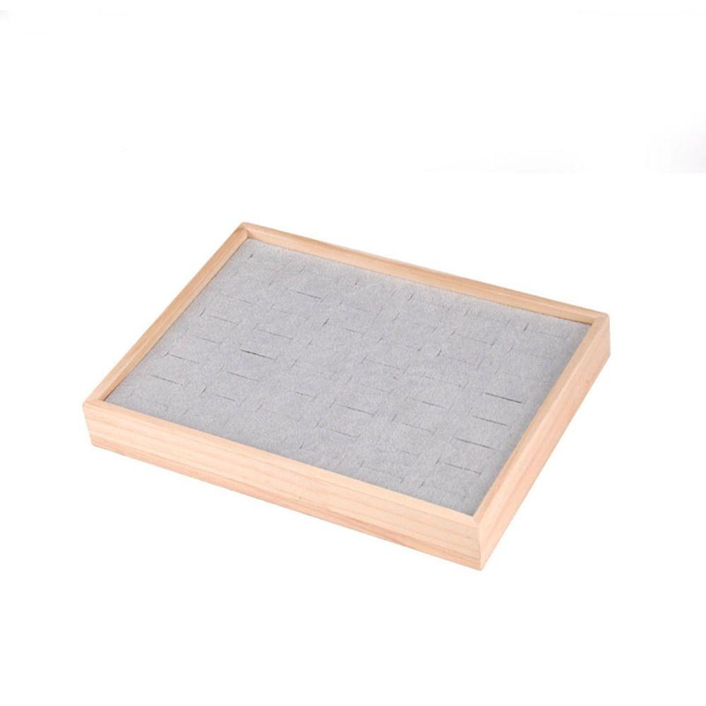 48 Grids Earrings Display Tray Velvet Ring Earring Holder Simple Wood Rings Tray  Home