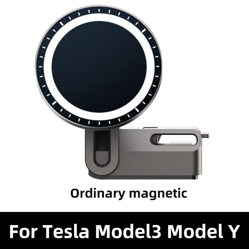 TEEQ Car Phone Holder For Tesla Model 3/Y Air Outlet Lossless Mount Magnetic Wireless Charger 15W Fast Charging Free Adjustable