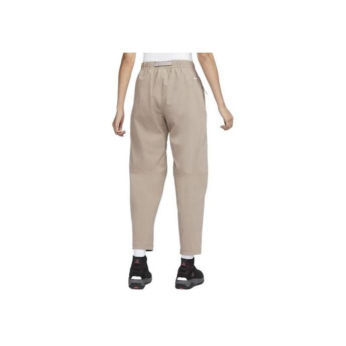 Nike ACG Series Solid Color Mid Waist Drawstring Straight Leg Knit Sports Pants Women Pants Khaki Mountain-White FD5213-247