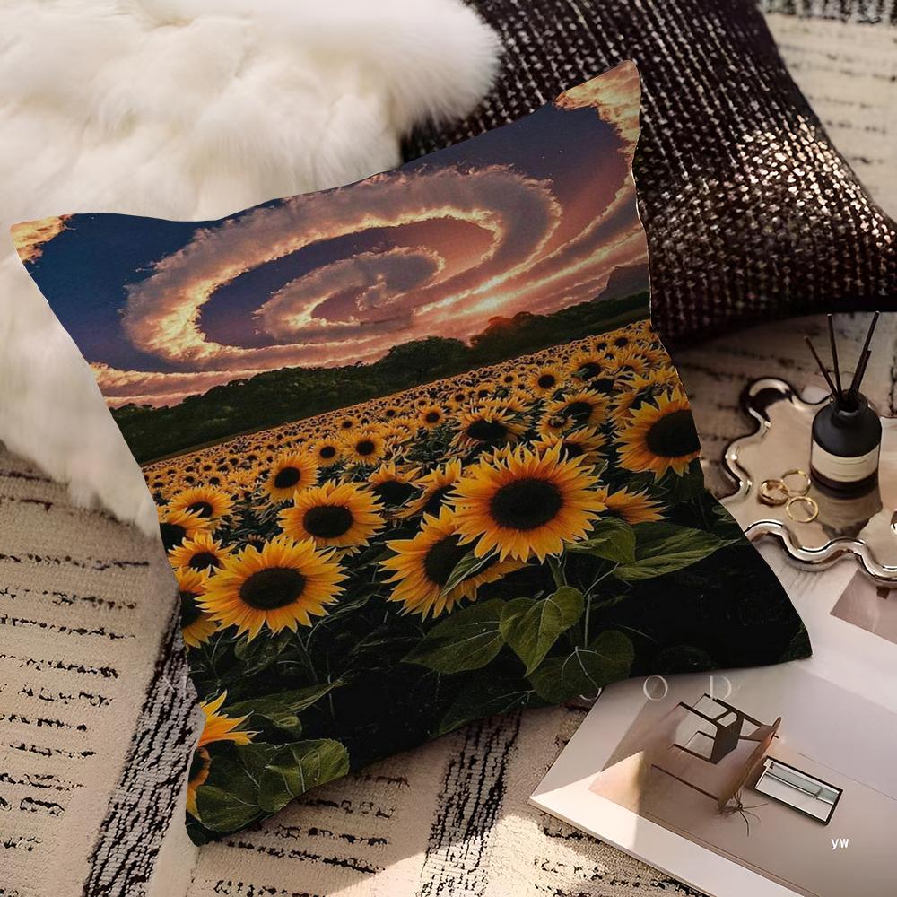 Nature Blue Sky Cloud Sunflower 45*45cm Cushion Cover Pillow Cover Decor Pillowcase Home Pillowcase For Couch Pillow