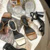 Temperament Sandals Women's 2025 Summer New Square Head Open-toed One-word Buckle High Heels with Skirt and Fairy Shoes