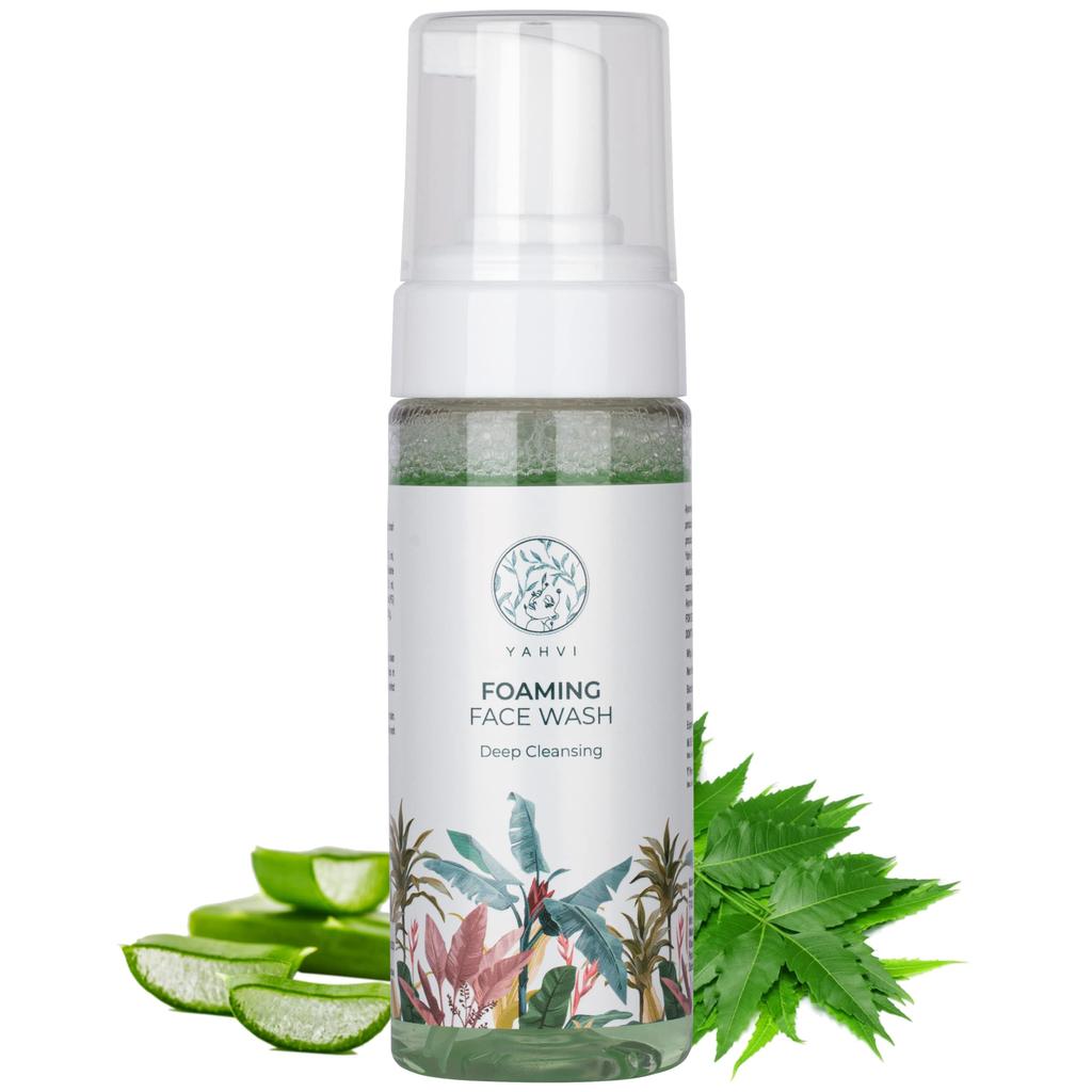Yahvi Foaming Face Wash Deep Cleansing | Anti Acne Skin Moisturizing All-Day| Refreshing Facewash For Men & Women | Paraben-Cruelty Free | Green Ap