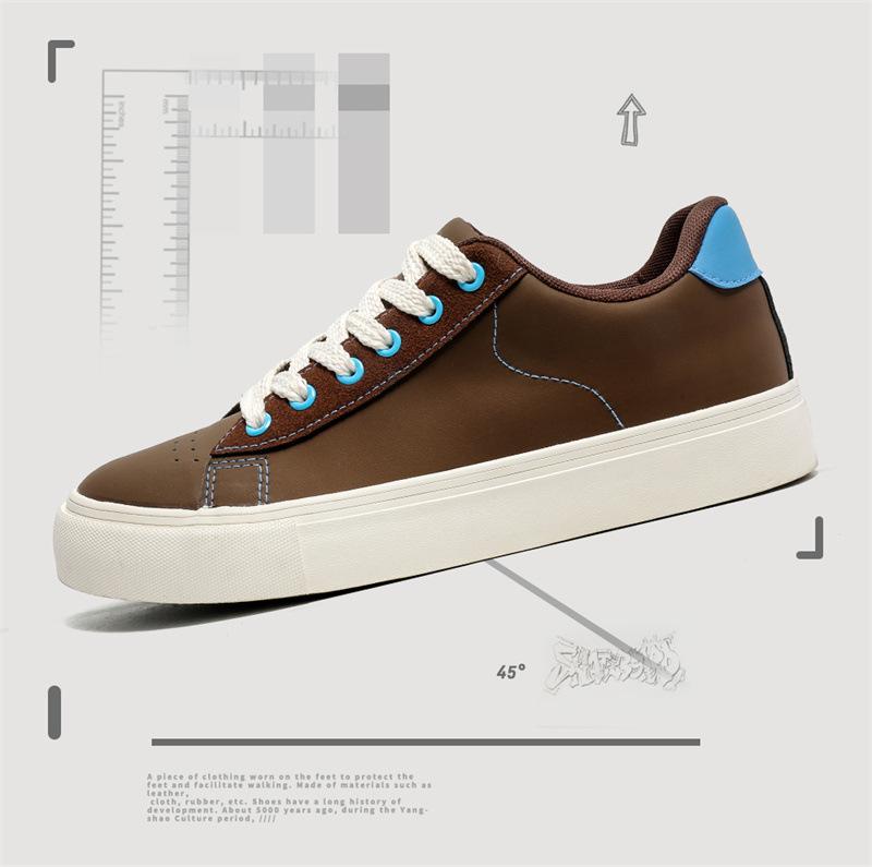 

2025 new low-top board shoes men s casual wear-resistant trend versatile sports little white lace-up Korean version men s shoes 1535 44 темно-коричневого кольору