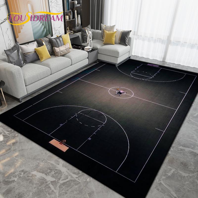 3D Creative Basketball Basketball Court Area Rug,Carpet Rug for Living Room Bedroom,Kitchen Bathroom Doormat Non-slip Floor Mat