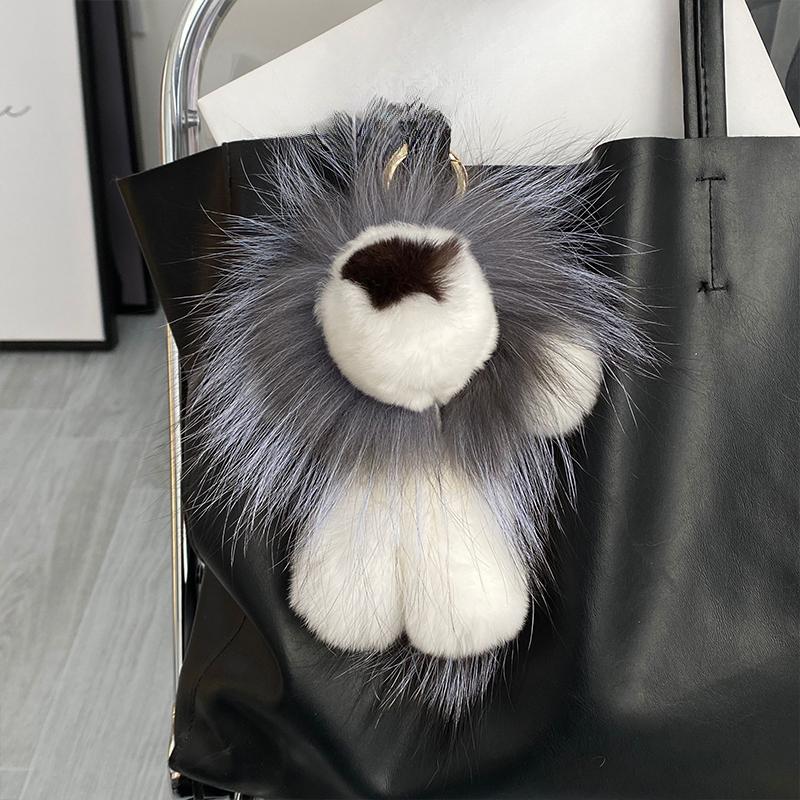 

Милый брелок-подвеска для машины в виде маленького львенка из настоящего меха кролика рекс, плюшевая кукла, подвеска для сумки, подарок