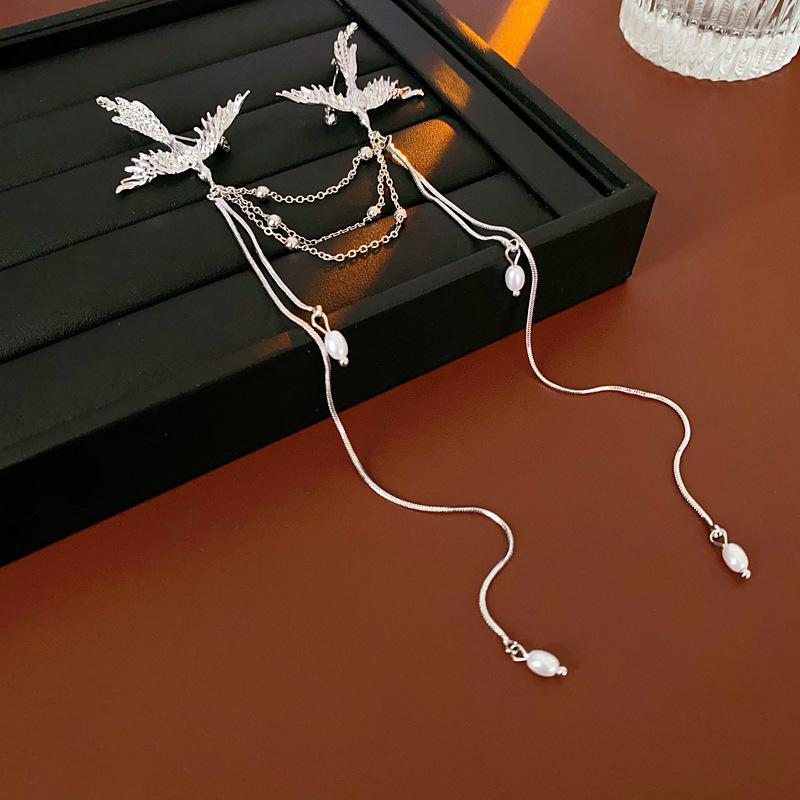 Exquisite Phoenix Pearl Tassel Brooch - Versatile Chinese Style Fashion Accessory