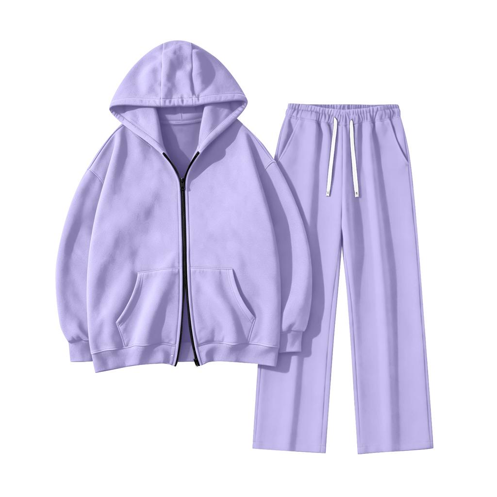 Tuta sportiva da donna a due pezzi, Felpa con cappuccio e cerniera doppia e Pantaloni jogger, -Abbigliamento da casa caldo gratuito