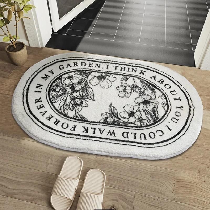 French Retro Bathroom Floor Mats, Bathroom Entrance Door Mats, Bathroom Toilet Absorbent Floor Mats, Home Decoration