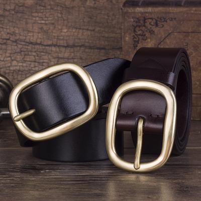 Men'S Pin Buckle Belt First Layer Cowhide Leather Belt Copper Buckle Belt Casual Retro Belt