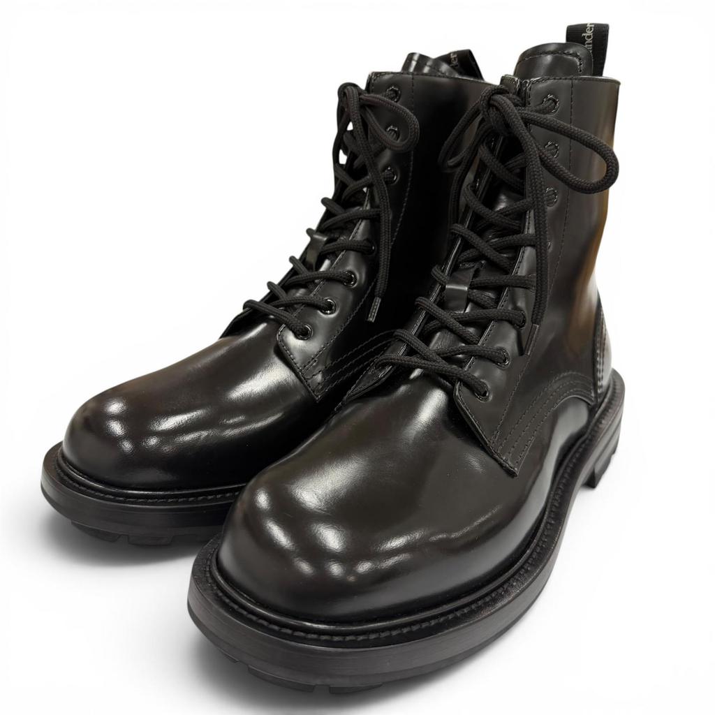Excellent Alexander McQueen boots Lace up black leather mens 40 683569 Used