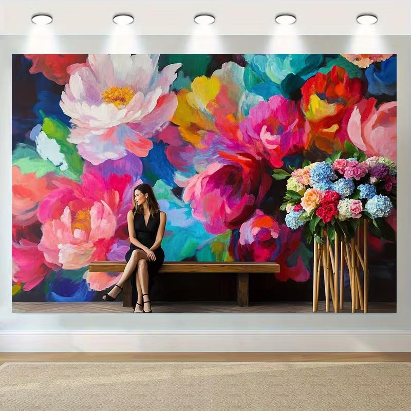 2D Large Watercolor Flower Background Cloth Photo Booth Prop
